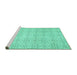 Sideview of Machine Washable Abstract Turquoise Contemporary Area Rugs, wshcon494turq