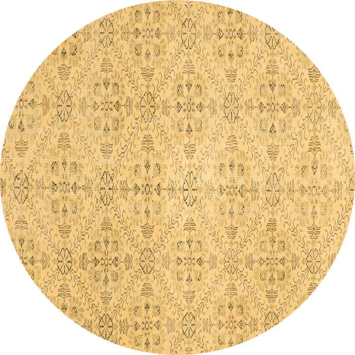 Round Abstract Brown Contemporary Rug, con494brn
