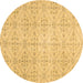 Round Abstract Brown Contemporary Rug, con494brn