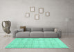 Machine Washable Abstract Turquoise Contemporary Area Rugs in a Living Room,, wshcon494turq