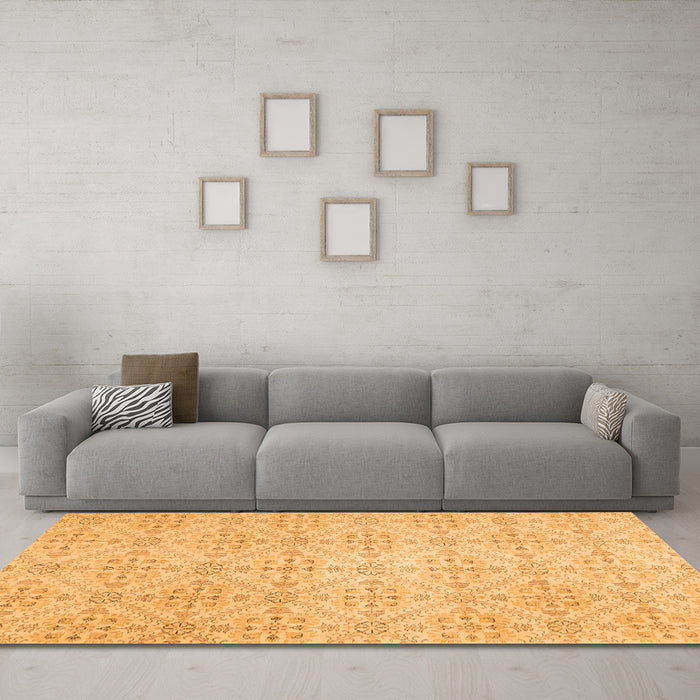 Machine Washable Abstract Orange Contemporary Area Rugs in a Living Room, wshcon494org