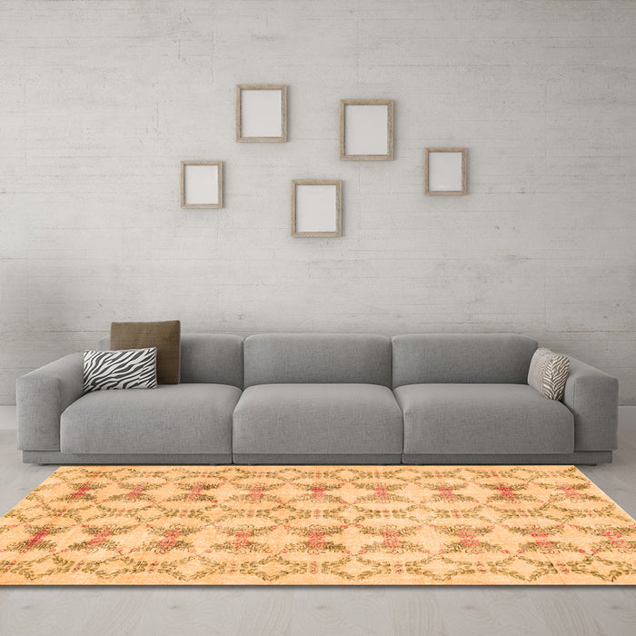 Machine Washable Abstract Orange Contemporary Area Rugs in a Living Room, wshcon495org