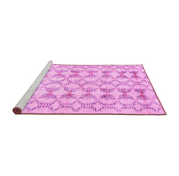 Sideview of Machine Washable Abstract Pink Contemporary Rug, wshcon495pnk