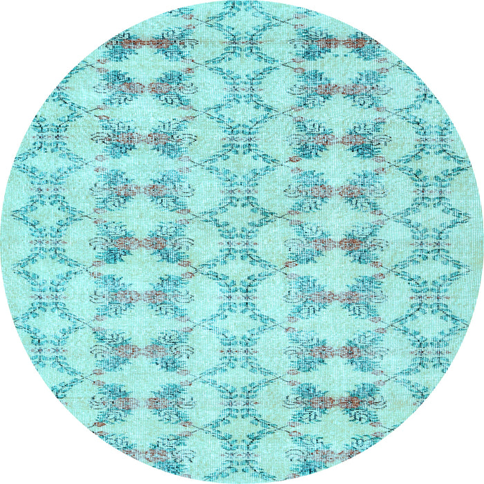 Round Machine Washable Abstract Light Blue Contemporary Rug, wshcon495lblu