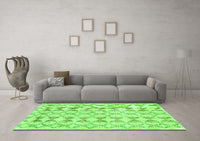 Machine Washable Abstract Green Contemporary Rug, wshcon495grn