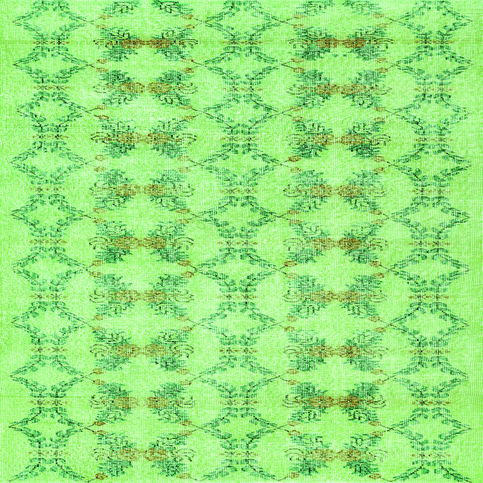Round Machine Washable Abstract Green Contemporary Area Rugs, wshcon495grn