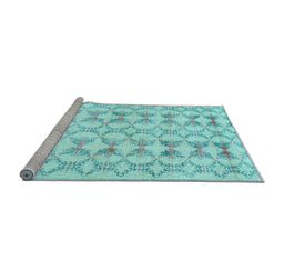 Sideview of Machine Washable Abstract Light Blue Contemporary Rug, wshcon495lblu