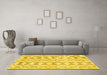 Machine Washable Abstract Yellow Contemporary Rug in a Living Room, wshcon495yw