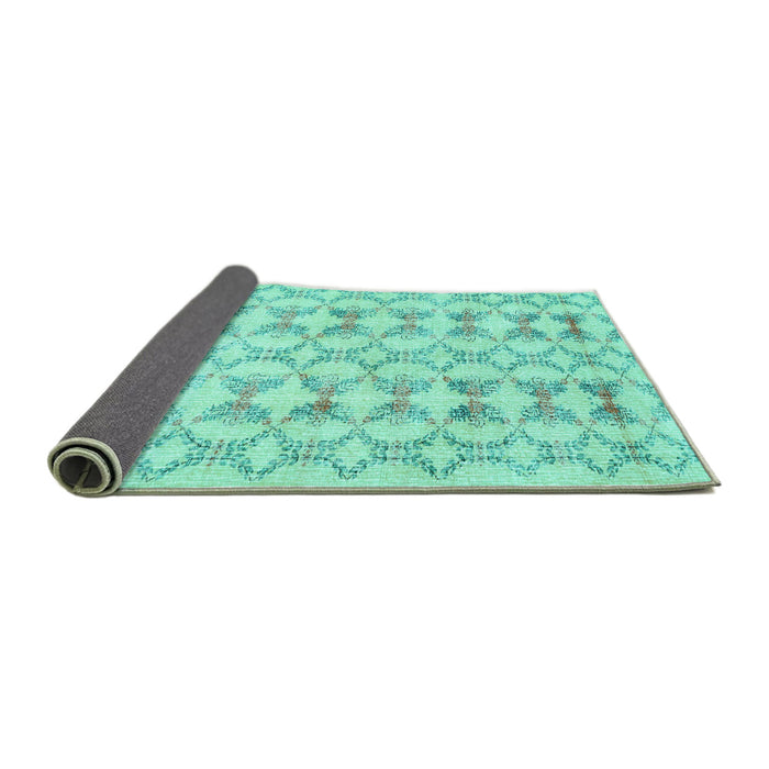 Sideview of Abstract Turquoise Contemporary Rug, con495turq