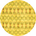 Round Abstract Yellow Contemporary Rug, con495yw