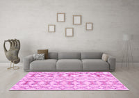 Machine Washable Abstract Pink Contemporary Rug, wshcon495pnk