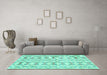 Machine Washable Abstract Turquoise Contemporary Area Rugs in a Living Room,, wshcon495turq