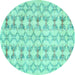 Round Abstract Turquoise Contemporary Rug, con495turq