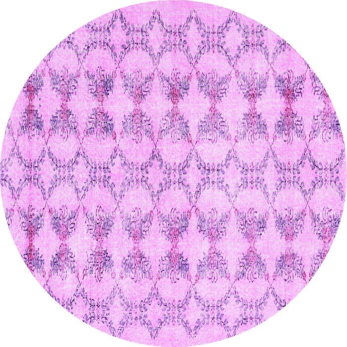 Round Machine Washable Abstract Purple Contemporary Area Rugs, wshcon495pur