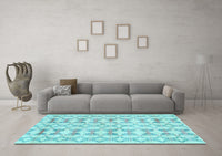 Machine Washable Abstract Light Blue Contemporary Rug, wshcon495lblu