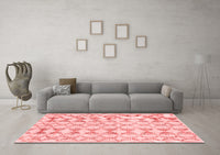 Machine Washable Abstract Red Contemporary Rug, wshcon495red