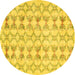 Round Machine Washable Abstract Yellow Contemporary Rug, wshcon495yw