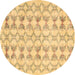 Round Abstract Brown Contemporary Rug, con495brn