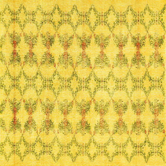 Square Machine Washable Abstract Yellow Contemporary Rug, wshcon495yw