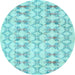 Round Abstract Light Blue Contemporary Rug, con495lblu