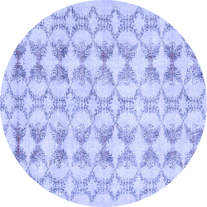 Round Abstract Blue Contemporary Rug, con495blu