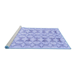 Sideview of Machine Washable Abstract Blue Contemporary Rug, wshcon495blu
