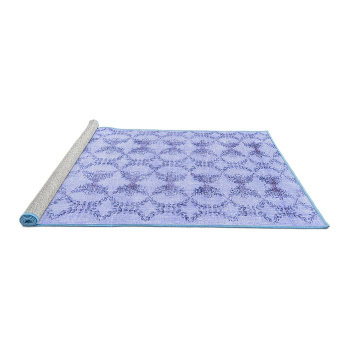 Sideview of Machine Washable Abstract Blue Contemporary Rug, wshcon495blu