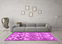 Machine Washable Abstract Pink Contemporary Rug, wshcon496pnk