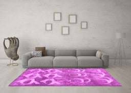 Machine Washable Abstract Pink Contemporary Rug in a Living Room, wshcon496pnk