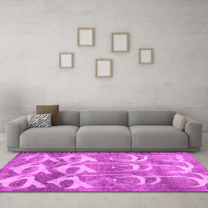 Machine Washable Abstract Pink Contemporary Rug in a Living Room, wshcon496pnk