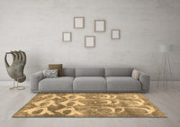 Machine Washable Abstract Brown Contemporary Rug, wshcon496brn