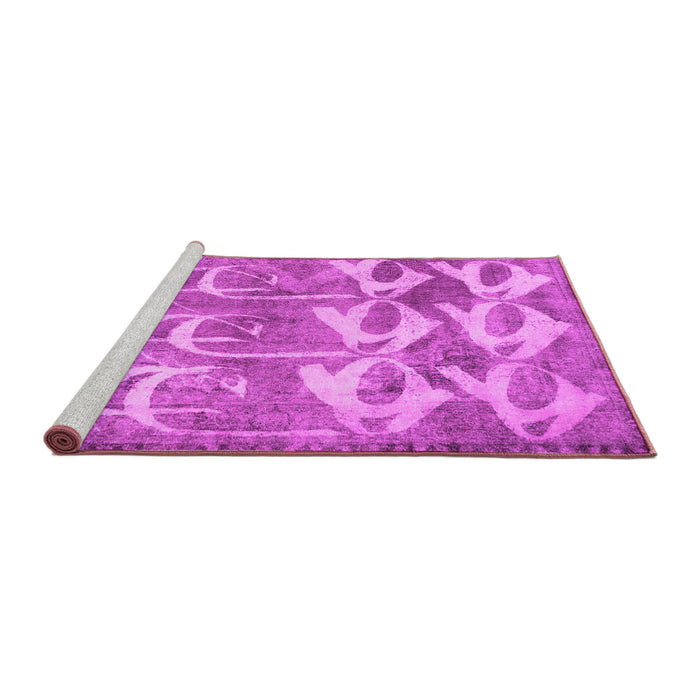 Sideview of Machine Washable Abstract Pink Contemporary Rug, wshcon496pnk