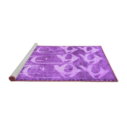 Sideview of Machine Washable Abstract Purple Contemporary Area Rugs, wshcon496pur