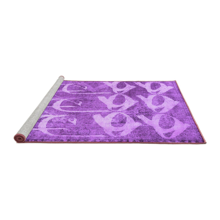 Sideview of Machine Washable Abstract Purple Contemporary Area Rugs, wshcon496pur