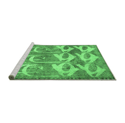 Sideview of Machine Washable Abstract Emerald Green Contemporary Area Rugs, wshcon496emgrn