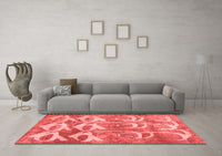 Machine Washable Abstract Red Contemporary Rug, wshcon496red