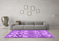Machine Washable Abstract Purple Contemporary Rug, wshcon496pur