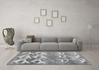 Machine Washable Abstract Gray Contemporary Rug, wshcon496gry