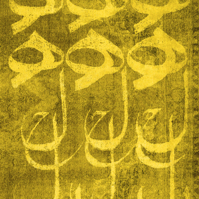 Machine Washable Abstract Yellow Contemporary Rug, wshcon496yw