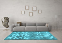 Machine Washable Abstract Light Blue Contemporary Rug, wshcon496lblu