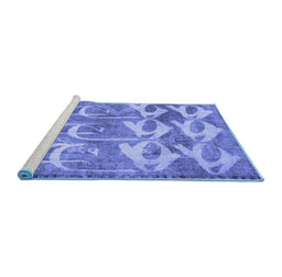 Sideview of Machine Washable Abstract Blue Contemporary Rug, wshcon496blu