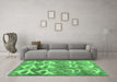 Machine Washable Abstract Emerald Green Contemporary Area Rugs in a Living Room,, wshcon496emgrn