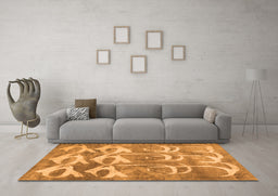 Machine Washable Abstract Orange Contemporary Area Rugs in a Living Room, wshcon496org