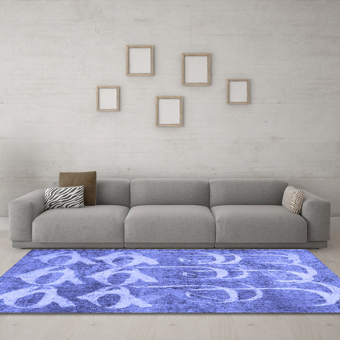 Machine Washable Abstract Blue Contemporary Rug in a Living Room, wshcon496blu