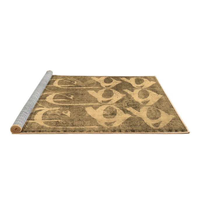 Sideview of Machine Washable Abstract Brown Contemporary Rug, wshcon496brn