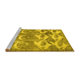 Sideview of Machine Washable Abstract Yellow Contemporary Rug, wshcon496yw