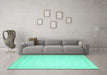 Machine Washable Abstract Turquoise Contemporary Area Rugs in a Living Room,, wshcon497turq