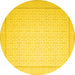 Round Abstract Yellow Contemporary Rug, con497yw