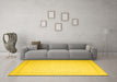 Machine Washable Abstract Yellow Contemporary Rug in a Living Room, wshcon497yw