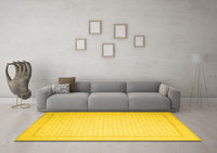 Machine Washable Abstract Yellow Contemporary Rug, wshcon497yw